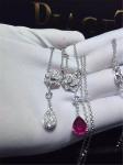 Piaget full diamonds red tourmaline rose necklace of 18kt gold with yellow gold