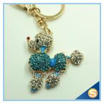 Novelty Custom Cartoon Dog Rhinestone Animal Key Ring Metal Charm Pendant Key