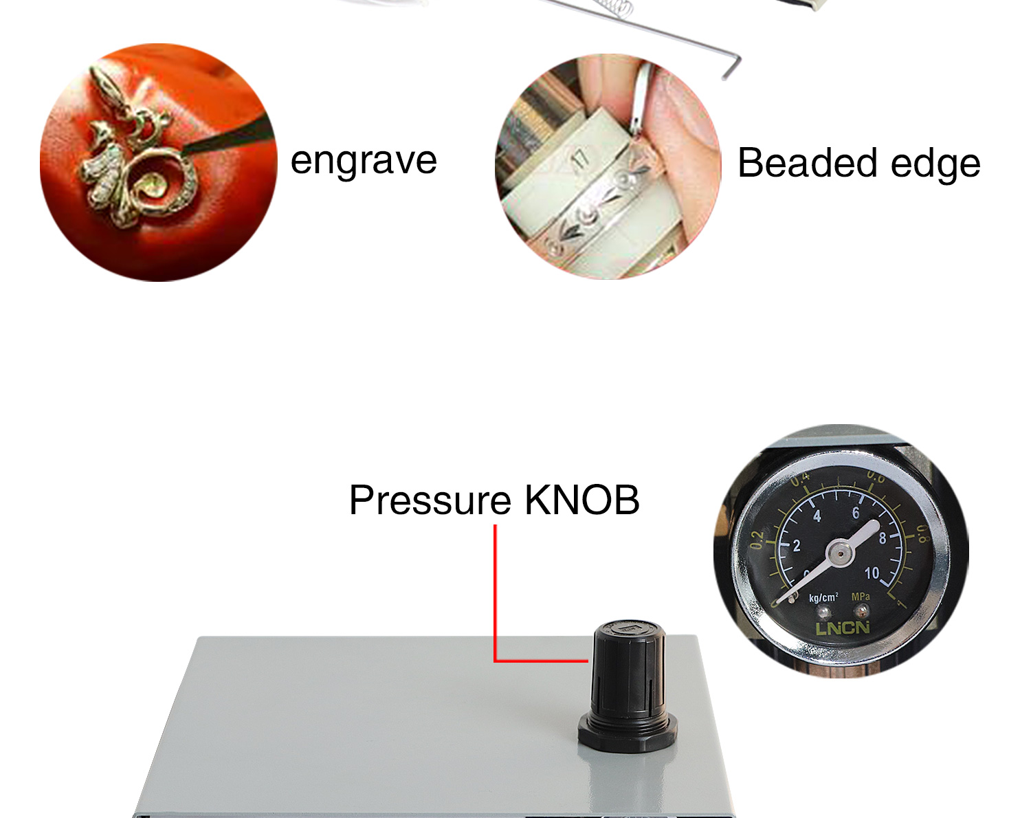 Pneumatic 1400 RPM 60Hz 80W Jewelry Engraving Machine For Bracelet Ring Gold Graver
