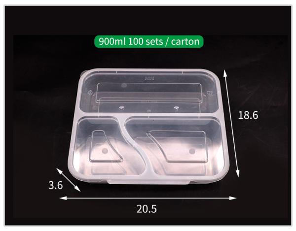 Cheap Three Compartment PP Rectangle Lunch Box Food Container Food Grade Material for sale