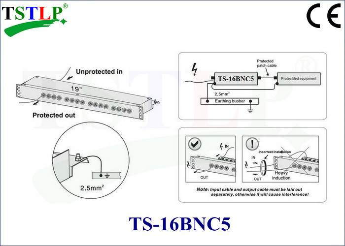 16 BNC Channel Coax Surge Arrester For Coaxial Cable / Video Signal Transmission