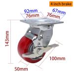 100mm 4 Heavy Duty Casters 350kg Load Aluminium Caster Wheels