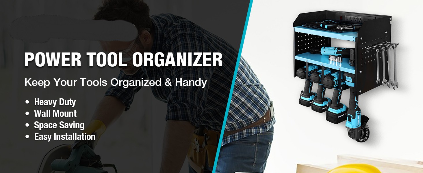 Cordless Drill Tool Holder Wall Mounted Pegboard Storage Rack for Workshop Garage