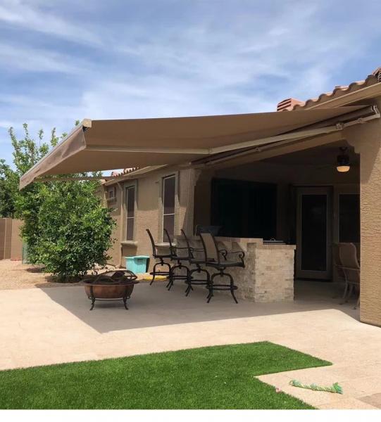 retractable awning fold arm full cassette awning LED aluminum frame awning