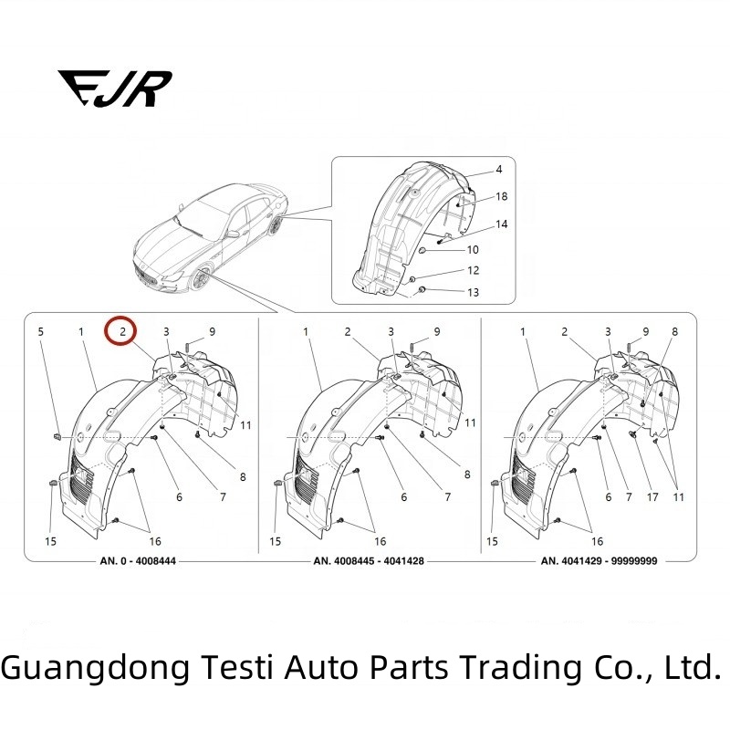 Quattroporte RH Front Wheelhouse Guard OEM 670102656 670009636 670004727 670037120 673010770