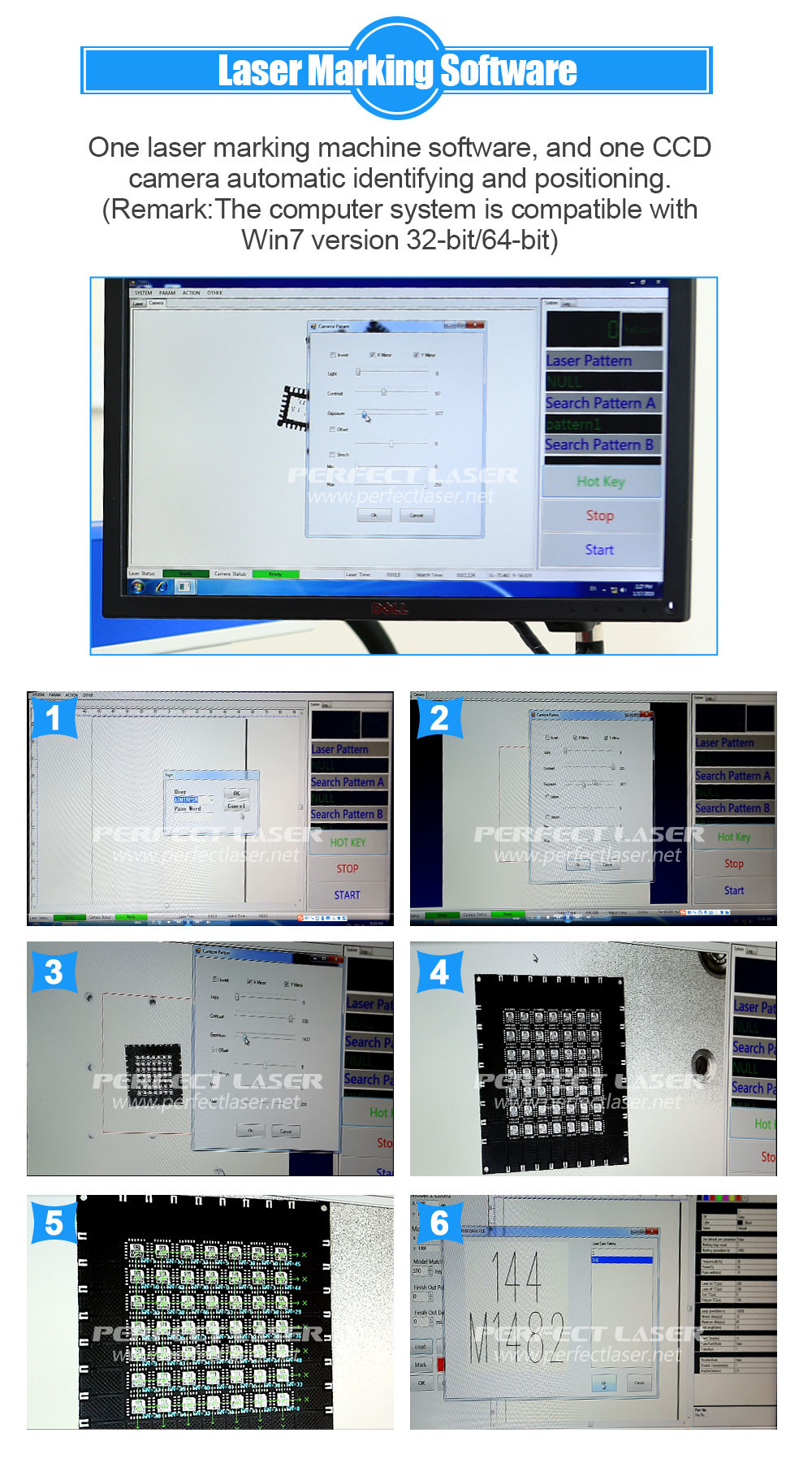 CCD Camera Fiber Laser Engraving Machine Auto Identifying / Positioning 500W