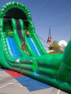 Quality Outdoor Inflatable Backyard Zip Line For Kids Party Amusement Games wholesale
