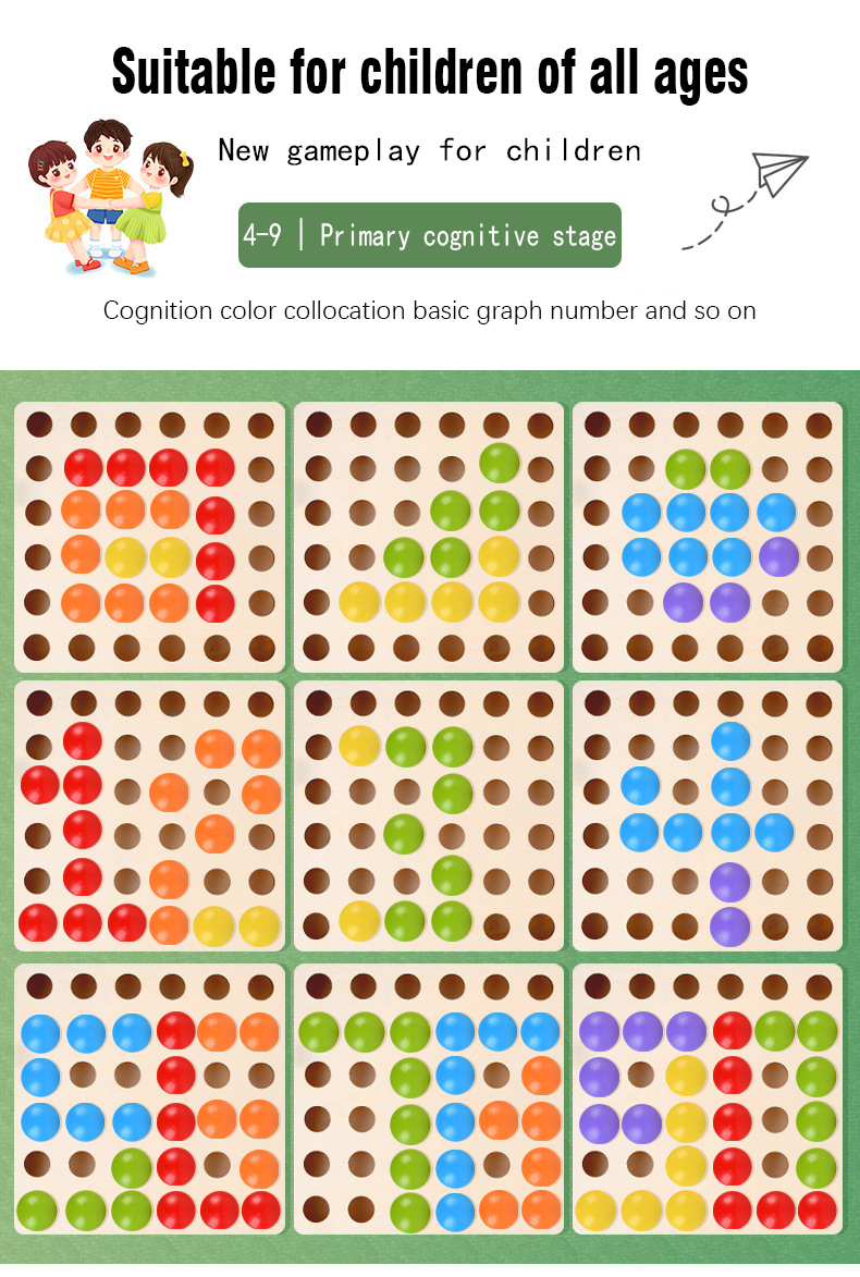 Children Wood Baby Developmental Toys Particle Button Puzzle Mushroom Nail Cartoon