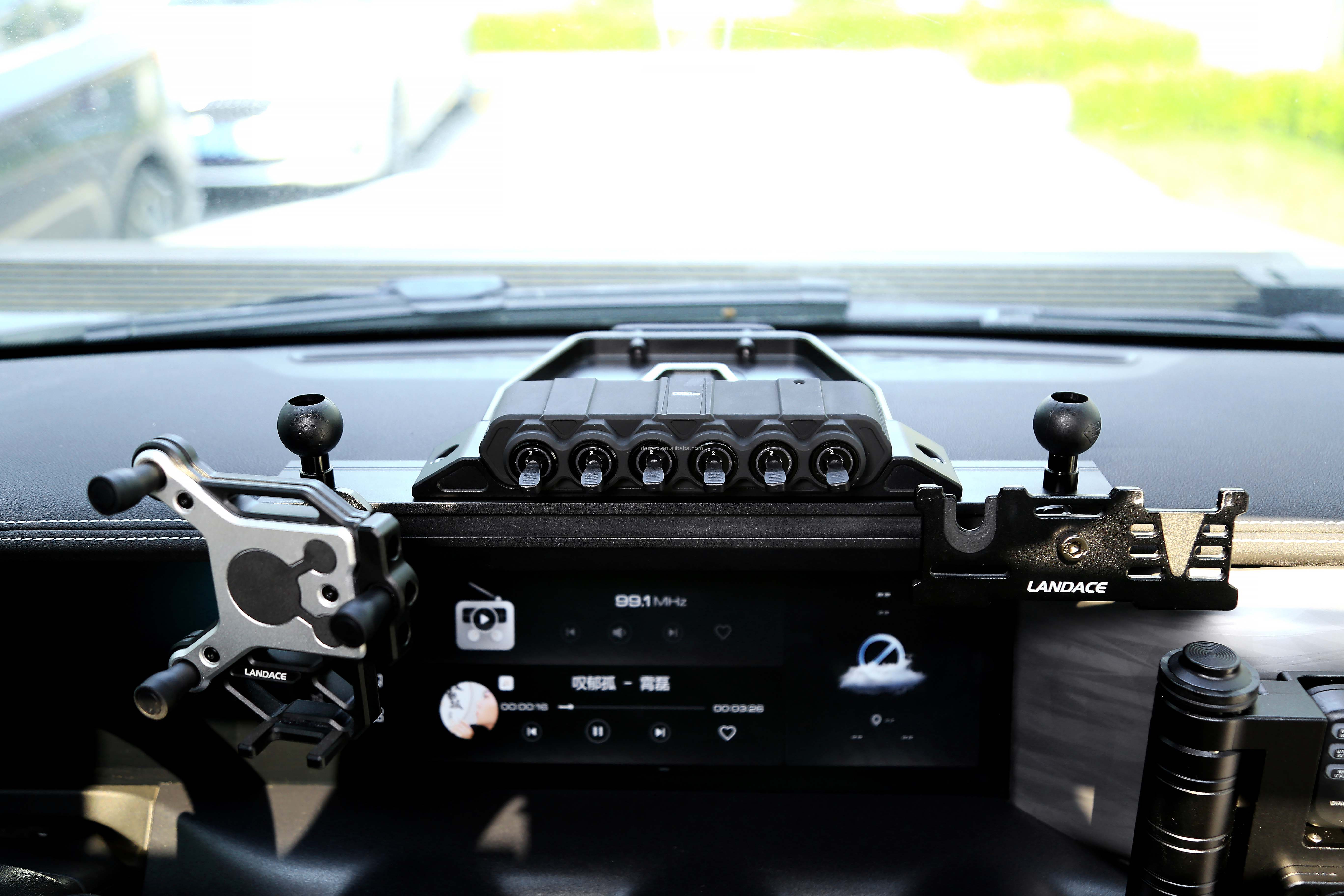 Mechanical Style 6 Gang Switch Panel with Phone Holder and Center Console Bracket