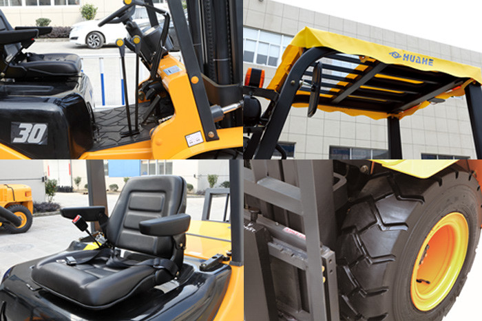Mechanical Diesel Forklift Truck 3000kg Capacity Adjustable Seat High Strength