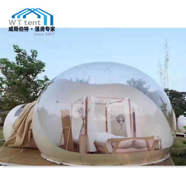 6m Outdoor Inflatable Geodesic Dome Tent Transparent PVC Cover 80 - 100km/H