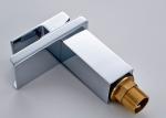 Waterfall Square Spout Bathroom Basin Faucets ROVATE With Single Hole