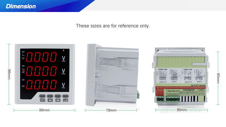 96*96 cheap Three Phase Voltage Voltmeter 0-500Vac
