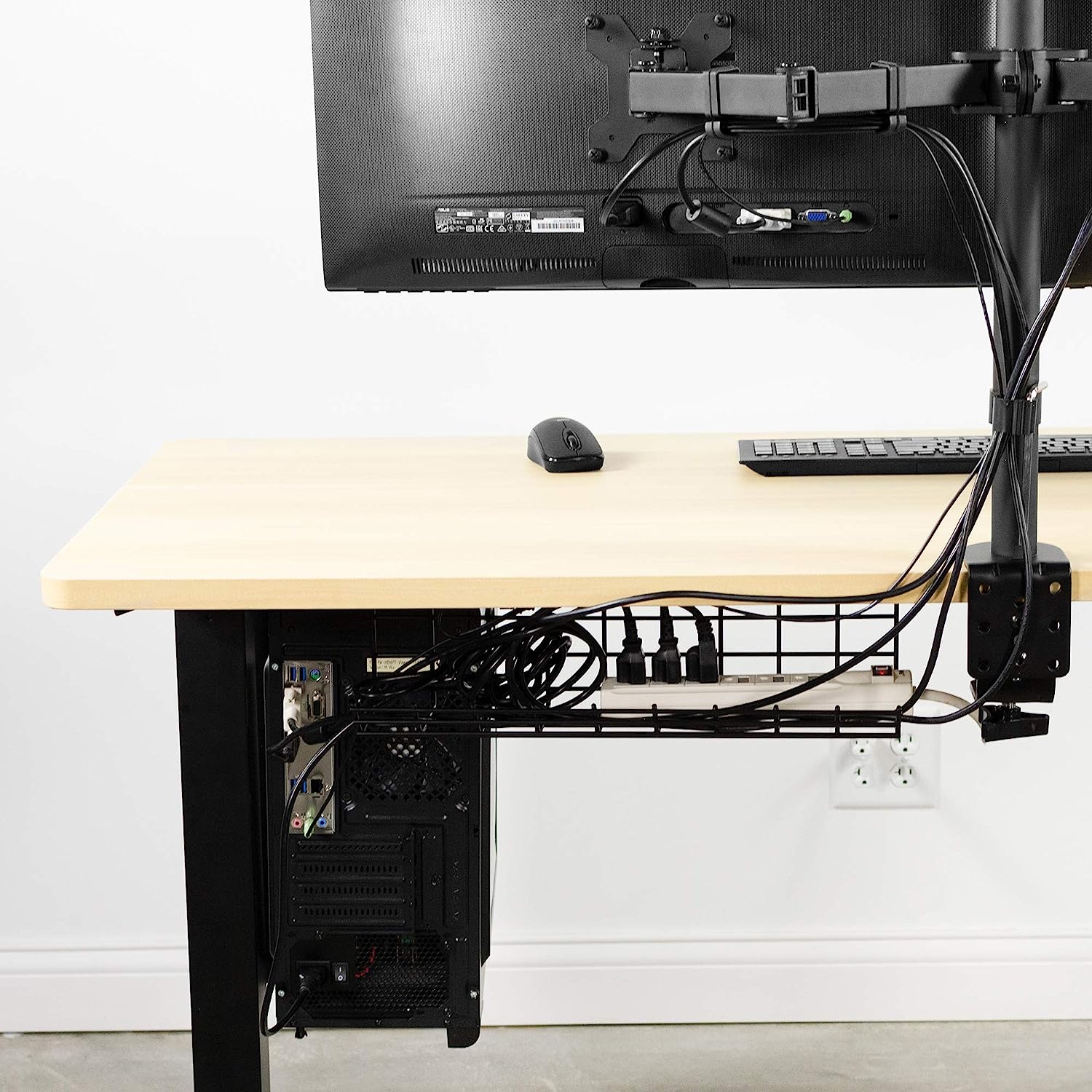 Non-folding Rack for Office and Home Power Strip Holder and Cable Management Wire Rack