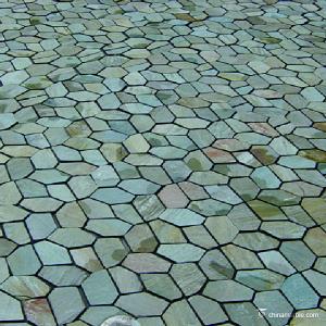 Quality Natural stone Beige Yellow Meshed Back Slate Flagstone Pavers Abrasion Resistance Anti - Skid wholesale