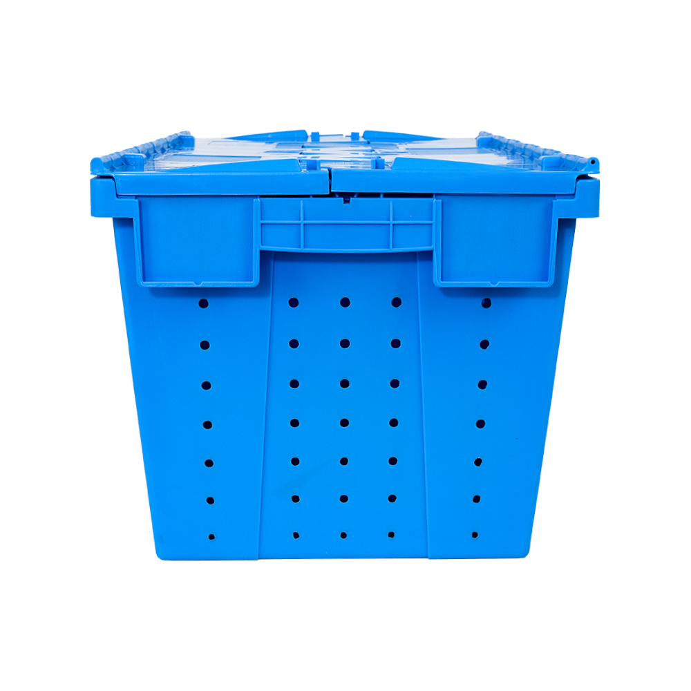 Secure Hinged Lockable Lid Turnover Plastic Crate 600x400x355mm for Storage and Moving