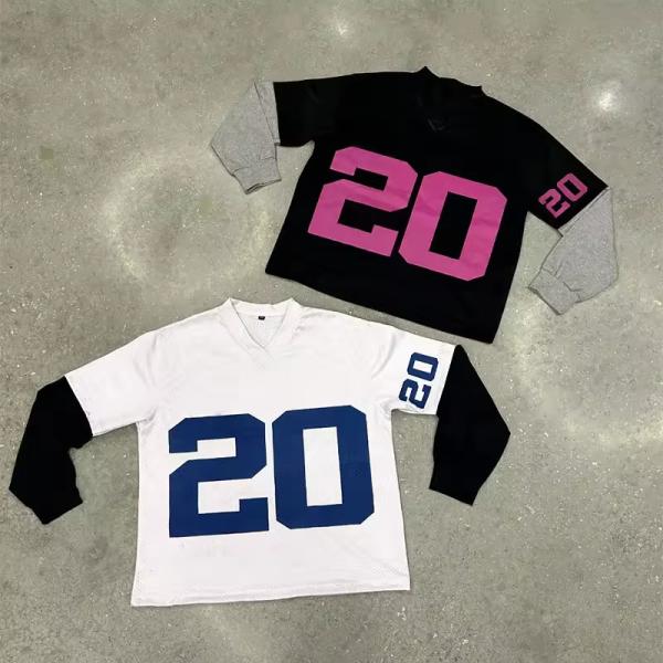 Custom Screen Print Tshirt Logo High Quality Streetwear Mesh Oversized Double