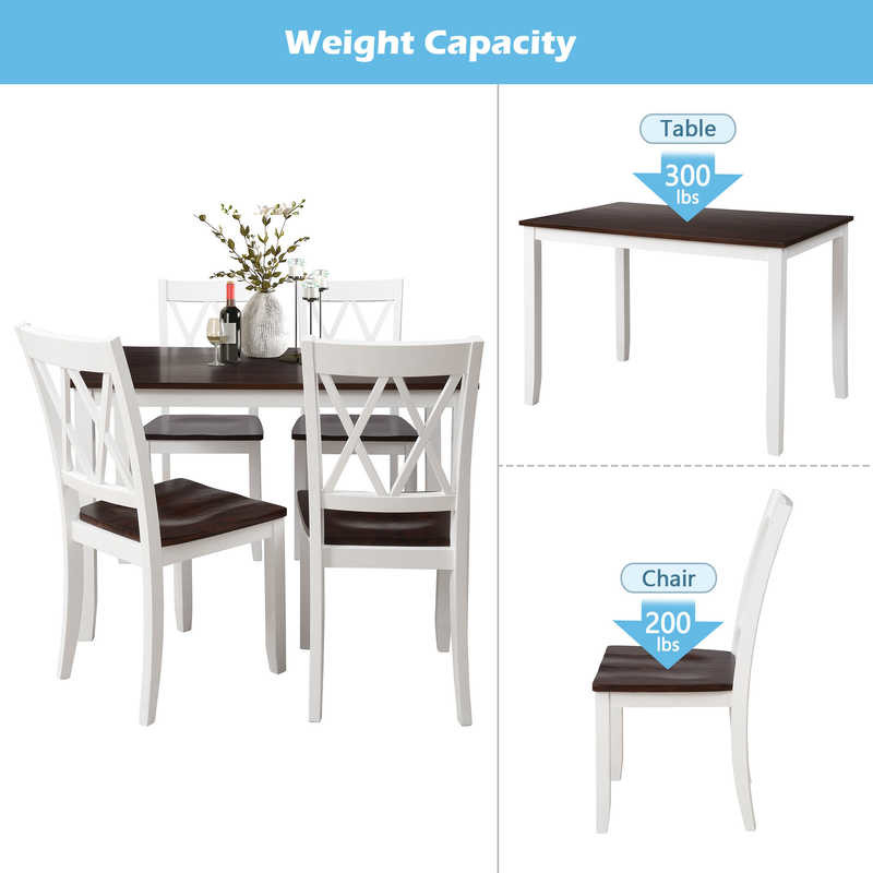White 5 Piece Kitchen Table And Chairs Set W29.52”Table