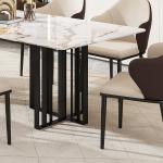 Sophisticated Marble Dining Table With Shiny Stainless Steel Base