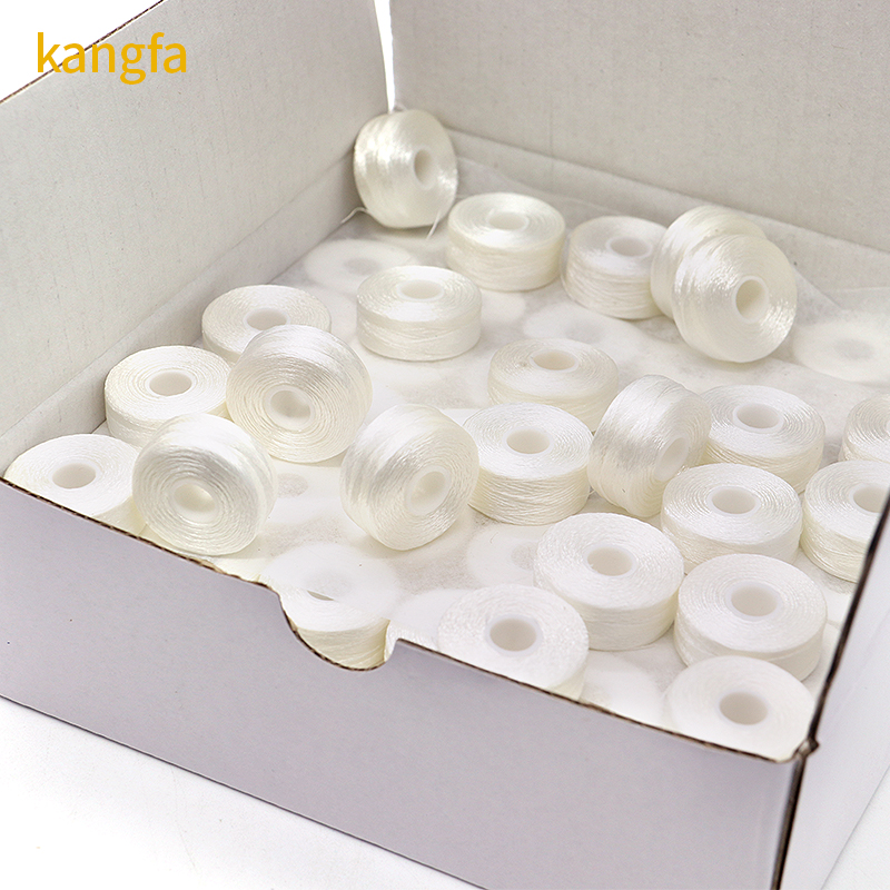 75d/2 Dyed Polyester Embroidery Thread Pre Wound Plastic Side Bobbins for Embroidery