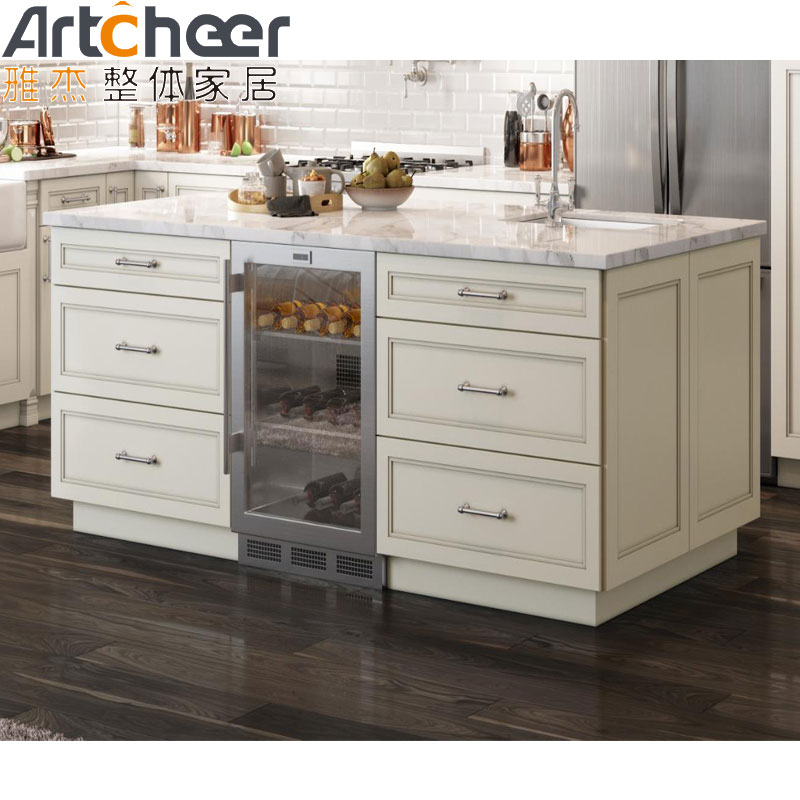 Modern Matte Black Lacquer Kitchen Island Set with Modular Design and Plywood Doors