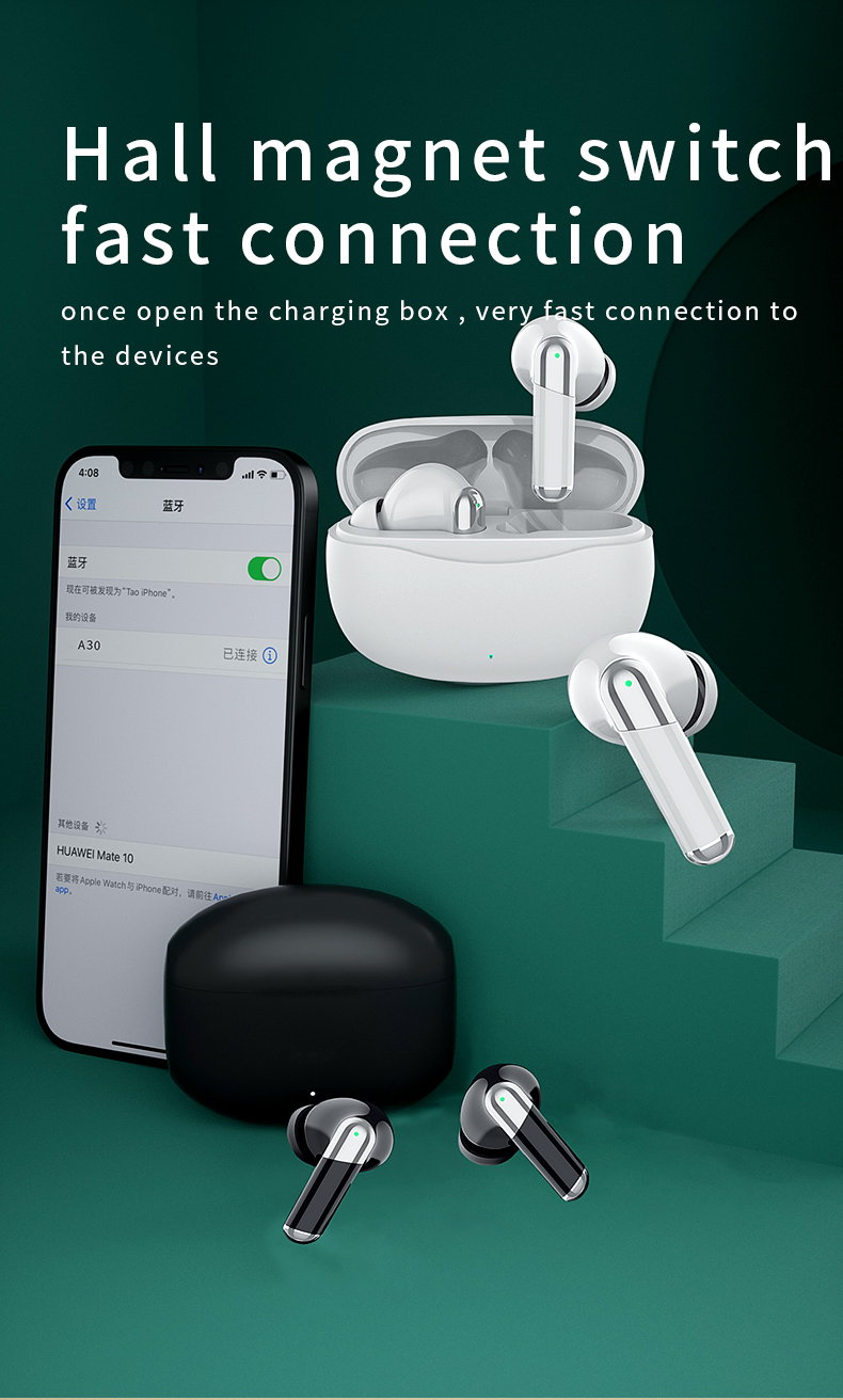 Wireless TWS Headset Low Latency ANC ENC Earbud with Private Mold and Digital Display