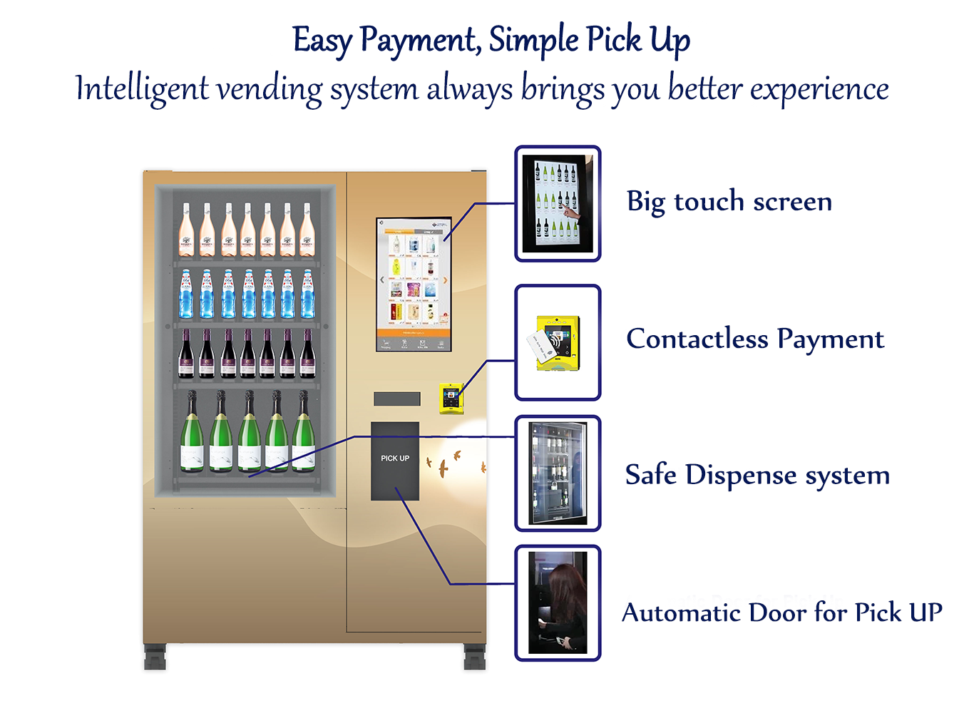Conveyor Elevator Alcohol Vending Machine No Touch Purchase Security Camera