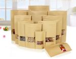 Kraft Custom Printed Stand Up Pouches With Window For Instant Food Packaging