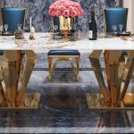 Exquisite Stainless Steel Marble Dining Table For High-End DéCor
