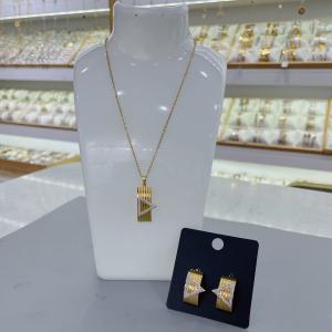 Quality Simple Wedding Jewelry Set Shiny Disc Crystal Pendent Necklace Earring Bracelet Open Ring Set wholesale
