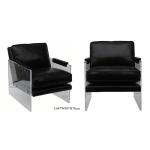 SGS Defaico Black Genuine Leather Chair With Acrylic Frame