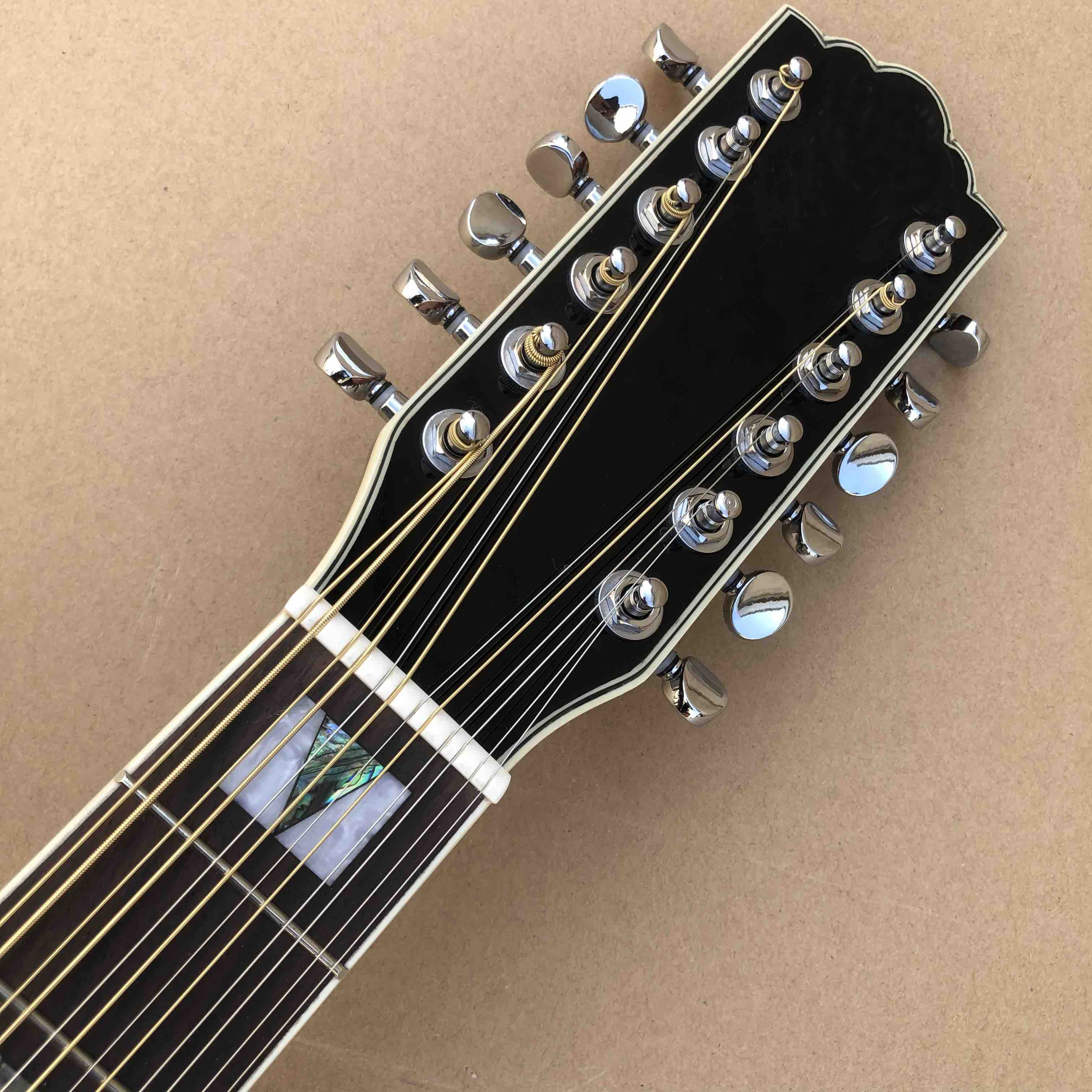 Top quality solid top custom guild jumbo 12 strings gloss finishing acoustic electric guitar 12 string guitar