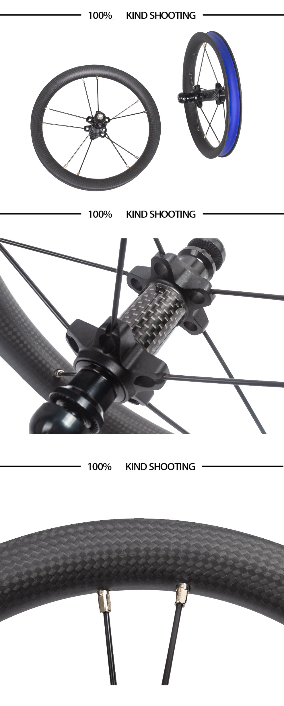 Full Carbon Fiber Wheels Children Push Balance Bike Wheelset 12 Inch