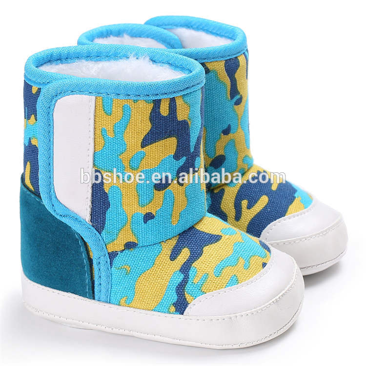 Free sample Camouflage star print indoor warm boots cool toddler infant Walking baby cotton booties