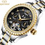 KINYUED Design your own luxury waterproof mens skeleton automatic tourbillon
