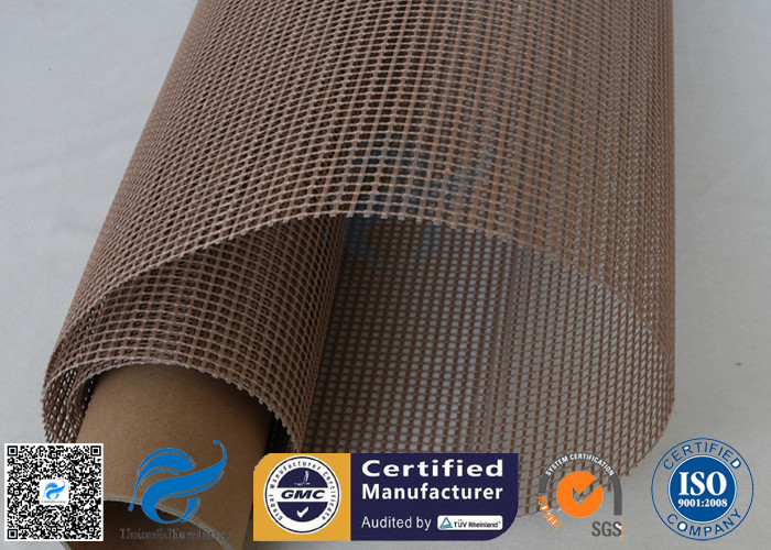 PTFE Coated Fiberglass Fabric 4X4MM Brown Open Mesh Printing Conveyor Belt 260℃