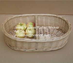 Quality 2016 wicker living room table storage basket 2 partitions wholesale