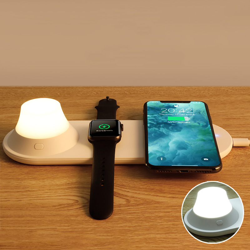 Flicker Free 5V 2A 10watt Wireless Charger Night Light / 3 In 1 Night Lamp