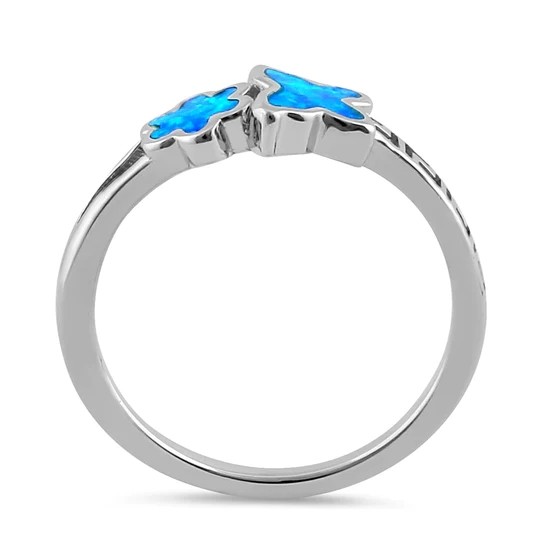 925 With Sterling Silver High Quality Blue Opal Greek White Lab Opal Engagenent Ring For Girls