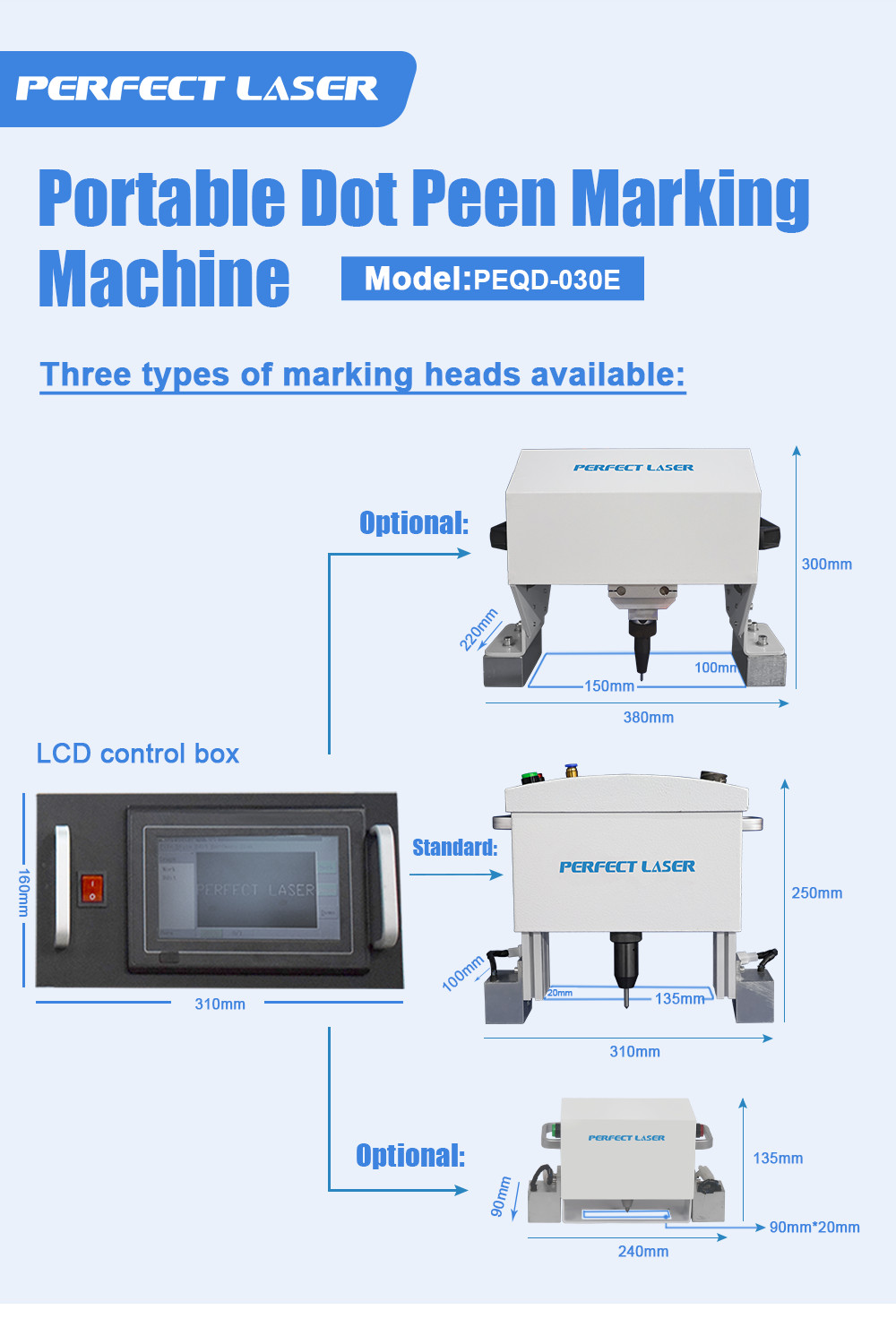 Portable Dot Peen Marking Machine Laser Industrial With LCD Control