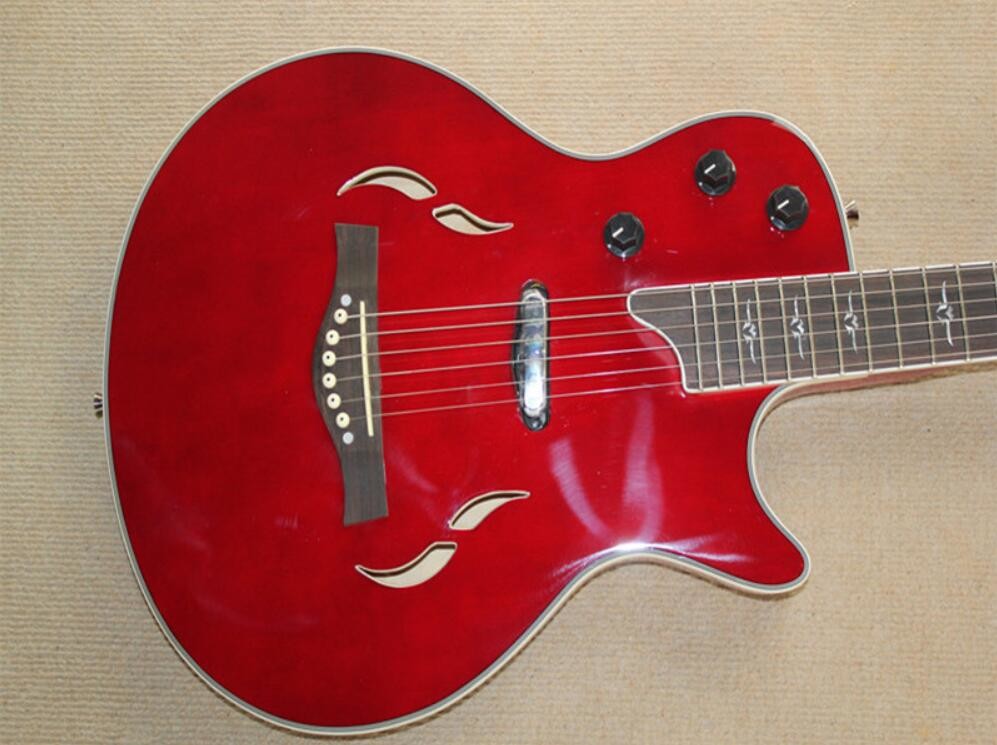 Wholsale Factory custom 21frets T5 classic semi-hollow red Electric guitar with rosewood fingerboard,can be customized