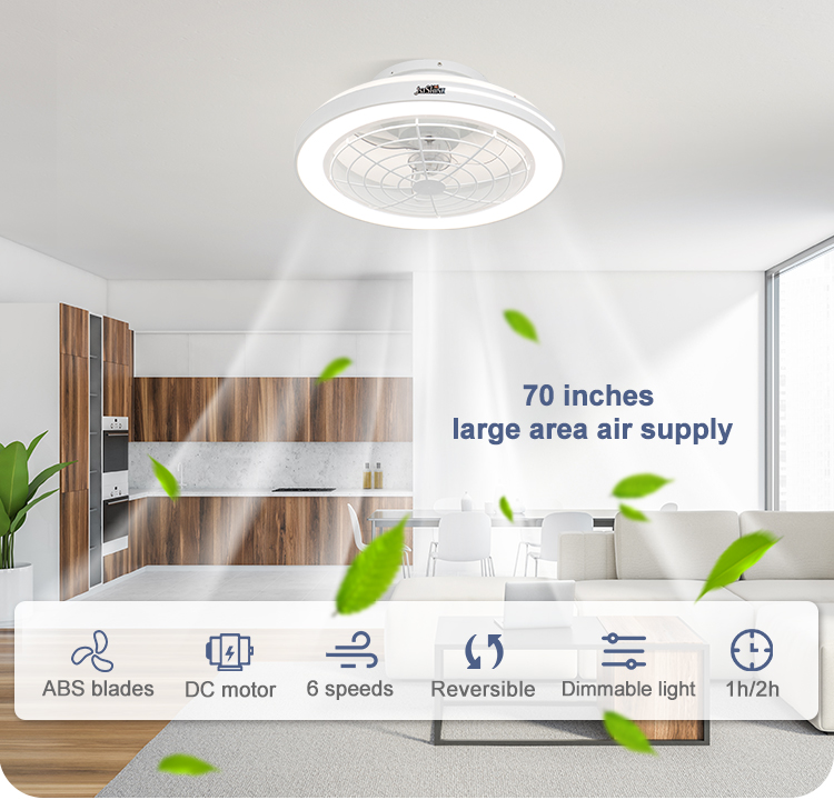 Home Office LED Ceiling Fan with Dimmer Support and Low Energy Consumption 6 Speeds