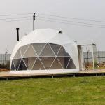 Heat Insulated Geodesic Dome Glass Door 6m Glamping Tourism Tent