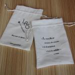 White 100 % Cotton Travel Jewelry Bag , 10 X 15cm High Fabric Drawstring Gift