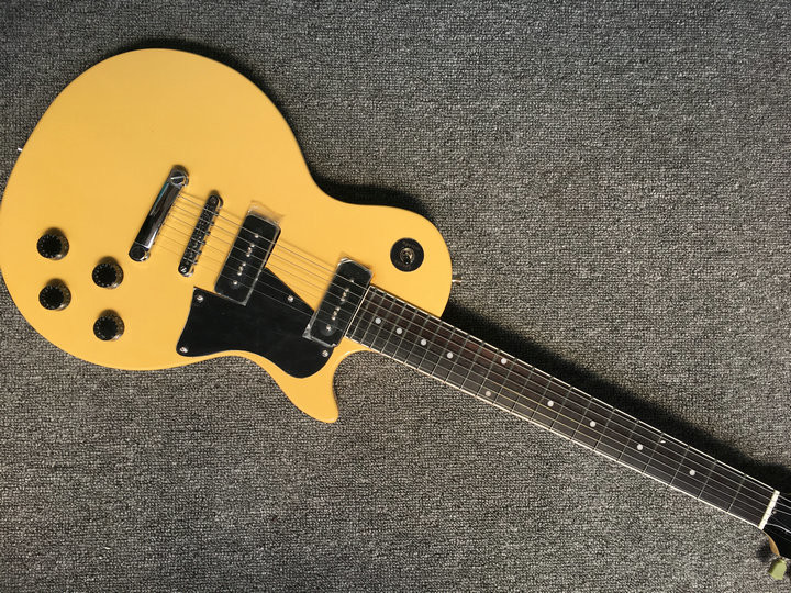 Lp Junior electric guitar yellow color one piece bridge P90 pickups 22 dot inlay frets LP guitar