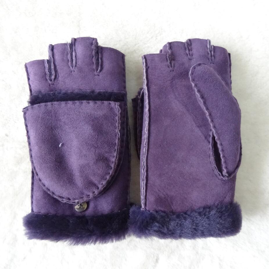 Touch screen multifunctional sheep skins mitten leather mittens with fingers