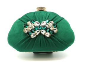 Quality Fashion Green Evening Handbag , Dinner Clutch Bag Diamond Inlaid 21cm×14.5cm wholesale