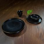 Golden Edge Black Porcelain Dinnerware Simplicity Deep Ceramic Plate