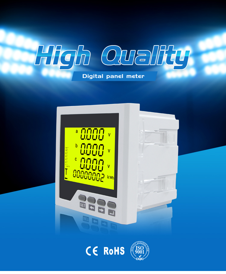 Three Phase LCD display Multifunction Power Meter with harmonic and multi-rate