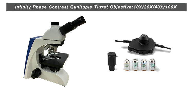 High Quality 40X-1000X Phase Contrast Laboratory Biological Microscope